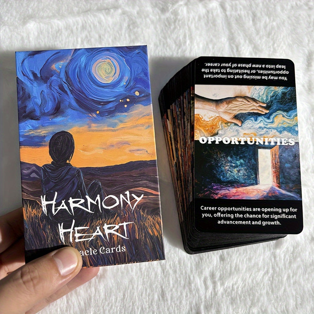 Harmony Heart Oracle Cards, Love, Life, Relationships And Career Tarot Deck, with Meaning On It, Fortune Telling Toys, 4.72x2.76inch Cards, 56-Cards