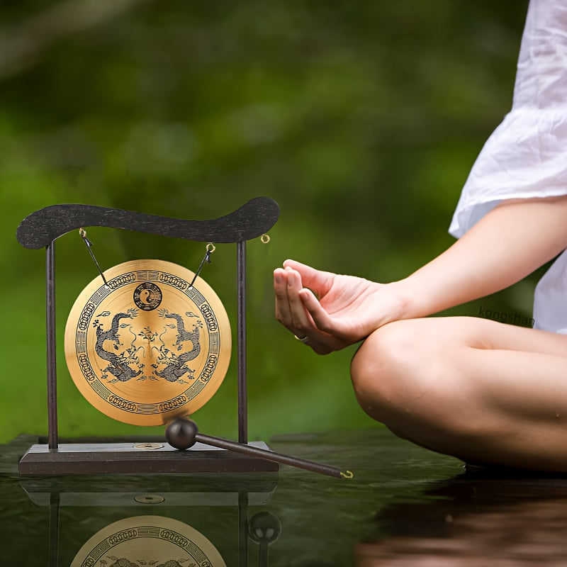 Meditation Gong, Meditation Percussion Gong, Harmonious Brass Gong for Meditation & Sound Relaxation - Suitable for Yoga, Home & Office Decoration - 1pc.