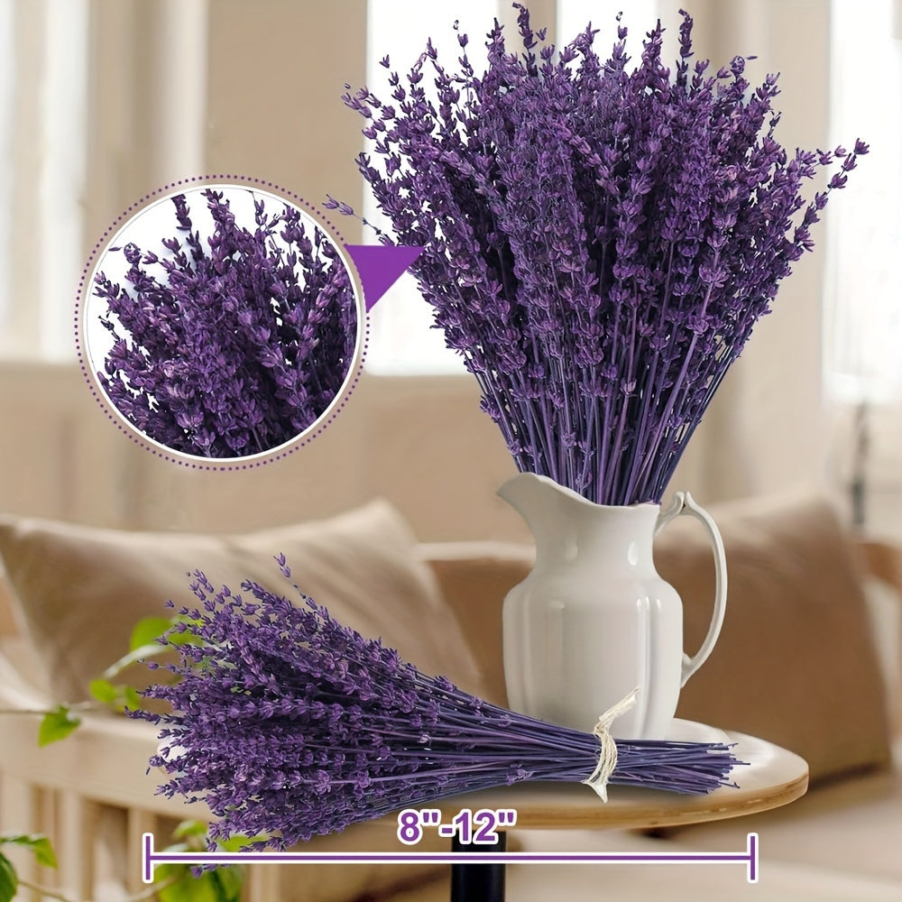 200+pcs Dried Purple Lavender Flowers Bundle - Dried Preserved Lavender Bouquet 12-17" Made form Fresh Lavender for Shower Weeding Home Vase Decor, Crafts, Aromatherapy, Fragrance