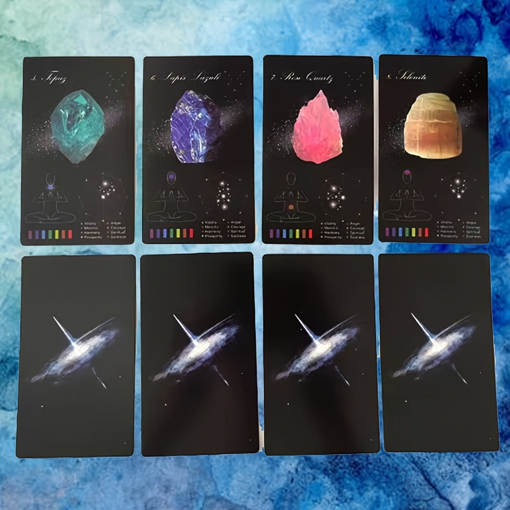 Crystal Healing & Planet Oracle Cards Deck - 60 Card Stock Divination Cards with Guidebook for Astrology & Energy Work, Educational Tarot Game for Adults, Teens 14+