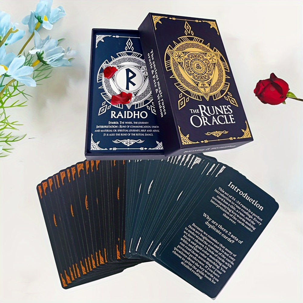 The Runes Wisdom Oracle Card Deck for Beginners: 24+24 Cards for Party Fortune Telling and Divination - Includes Electronic Guidebook