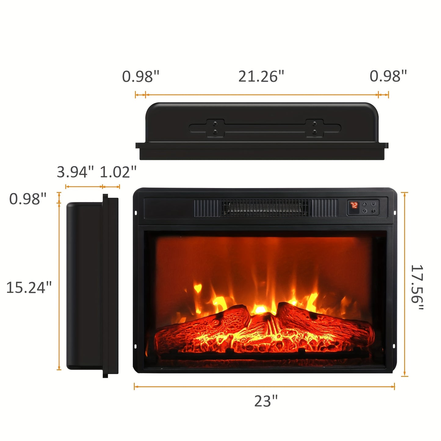 72" Electric Fireplace With Mantel, Fireplace TV Stand For TVs Up To 80 Inch, 1400W, Freestanding, Remote Control, Timer, Realistic Log And Flame Effect, Adjustable Temperature & Brightness For Home Bedroom Living Room Indoor