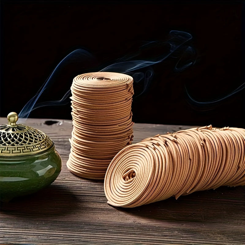 128pcs of Indoor Incense + One Incense Burner, Natural Sandalwood and Agarwood, Spiral Mugwort Incense Roll, Long-lasting Fragrance for Living Room, Tea Room, Yoga Room, and Bathroom