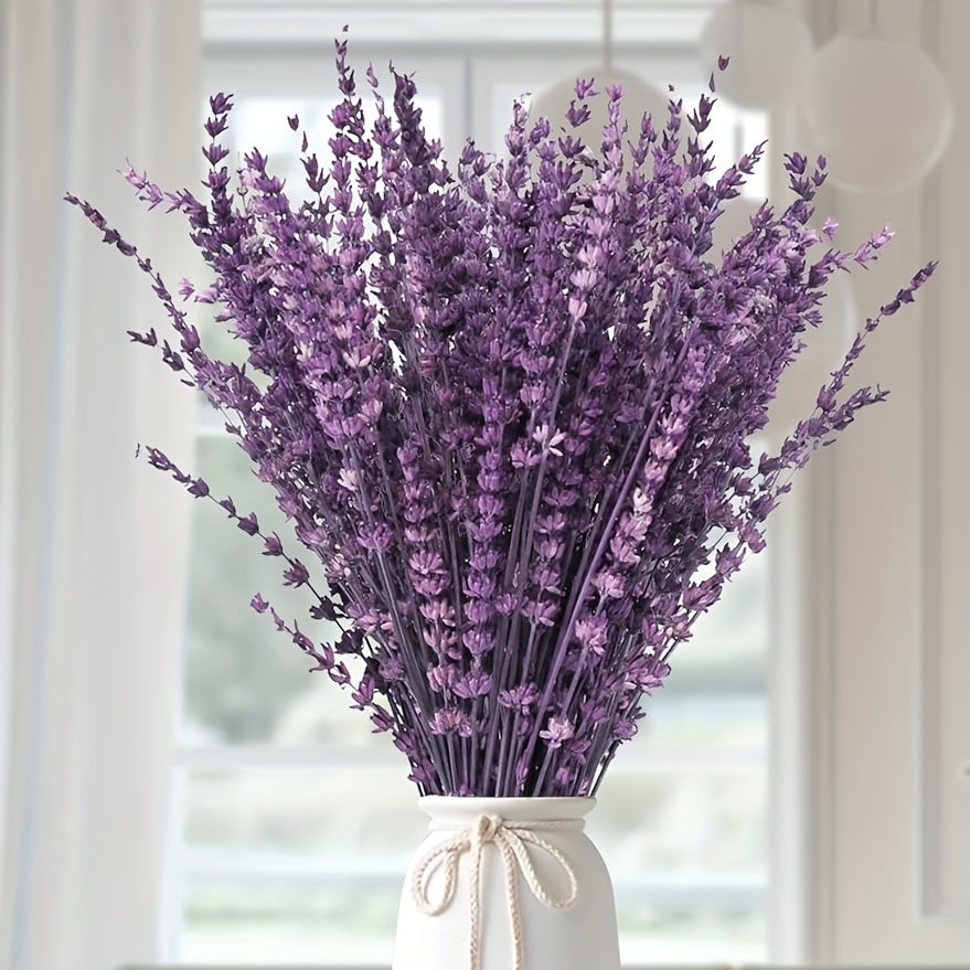 200+pcs Dried Purple Lavender Flowers Bundle - Dried Preserved Lavender Bouquet 12-17" Made form Fresh Lavender for Shower Weeding Home Vase Decor, Crafts, Aromatherapy, Fragrance