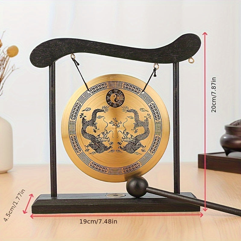 Zen Meditation Gong with Stand, Ringing Copper Alloy, Yellow - Ideal for Yoga, Sound Healing, and Home Office Decor