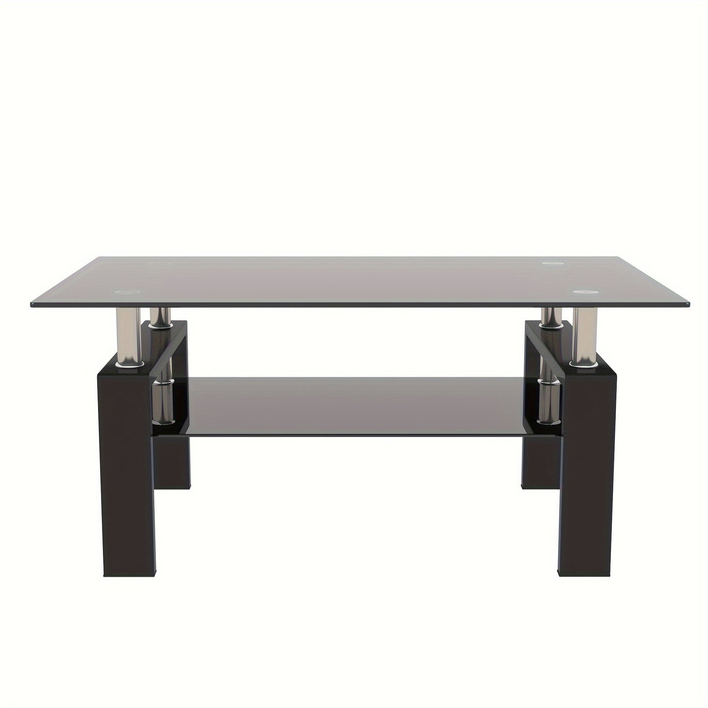 Rectangle Glass Coffee Table, Glass Coffee Tables For Living Room, Rectangle Clear Coffee Table For Home Office Or Conversation Leisure Occasions, Rectangle Glass Cocktail Table, Metal Leg, Black