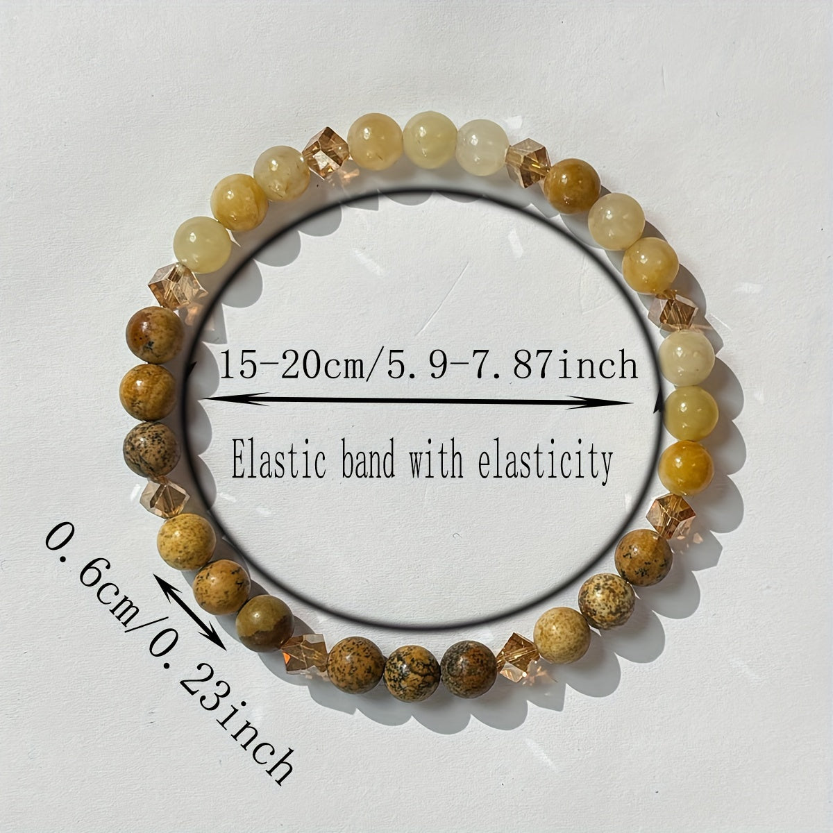 1pc Citrine Stone Beaded Bracelet, 6mm, Handcrafted Jewelry for Abundance and Success, Unisex, for Men and Women, Suitable for Ages 14+, All-Season