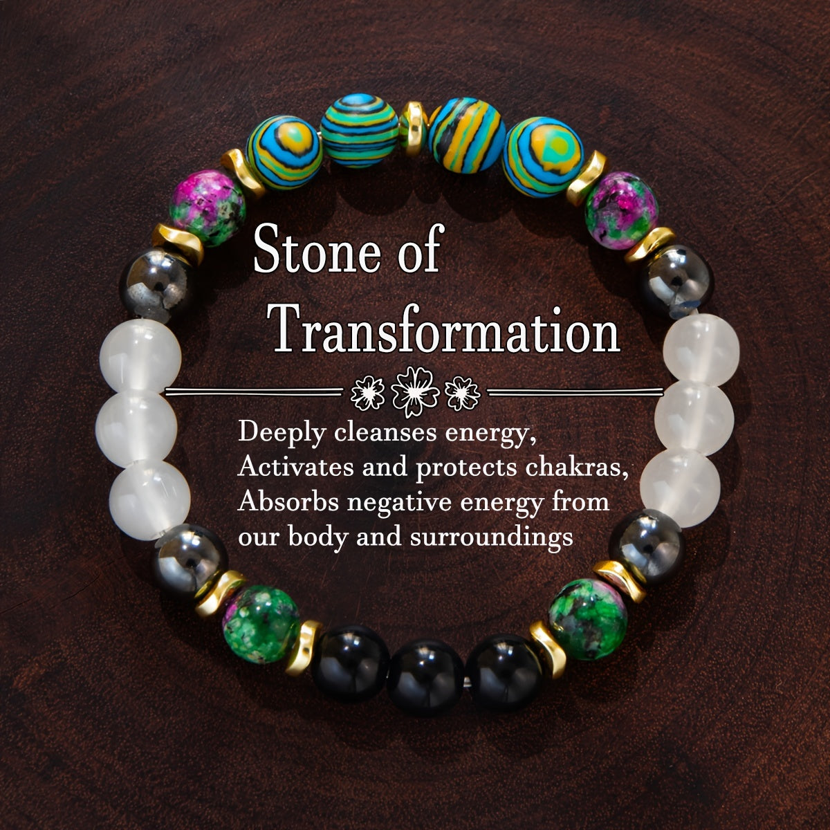 [Popular Choice] 1pc Handcrafted Boho Chakra Bracelet with Multicolored Malachite & Epidote Granite Beads - Energy Cleansing & Protection Jewelry for Men and Women, Ideal for Daily Wear