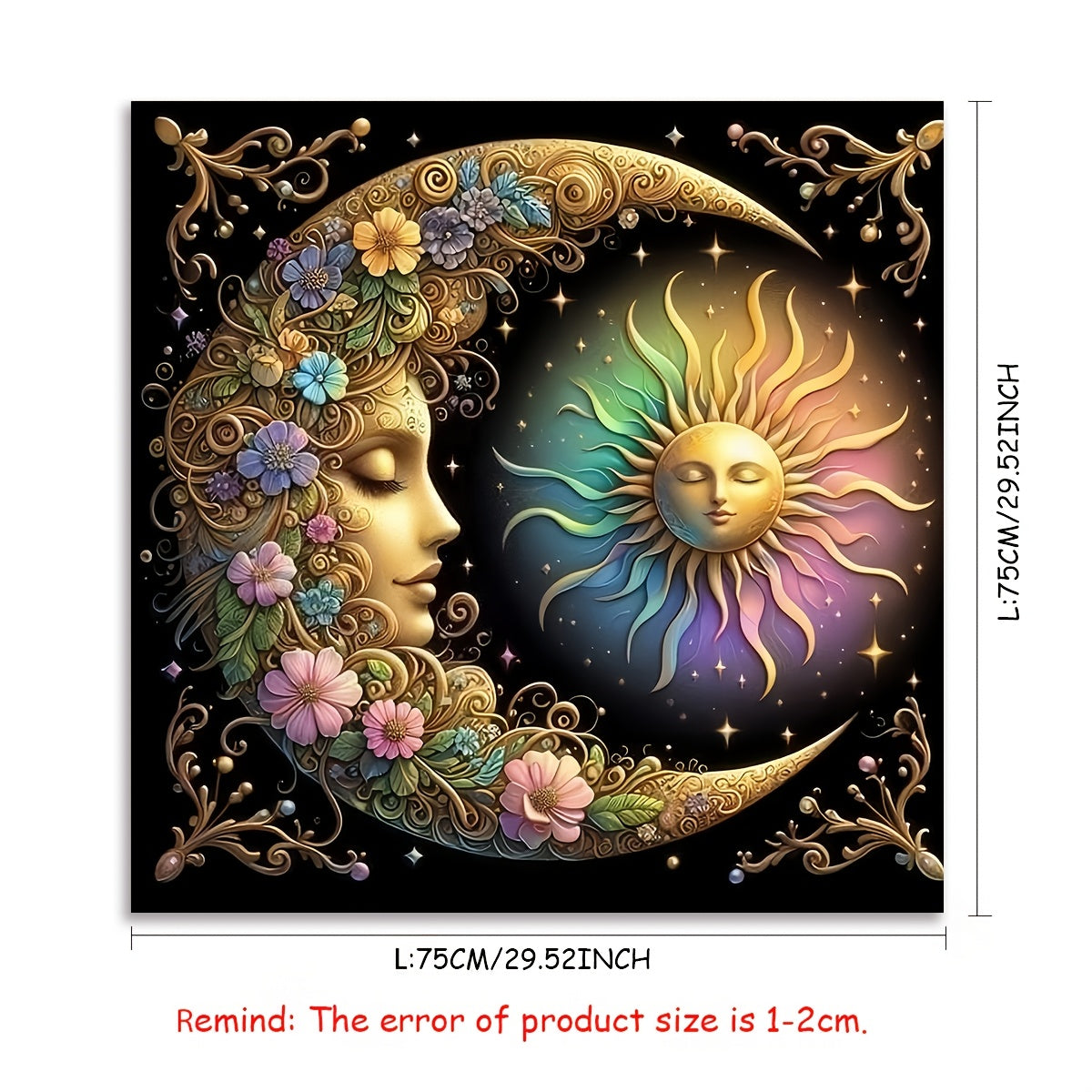 Elegant Sun & Moon Mandala Tarot Cloth - Vibrant Starry Sky Altar Decor, Polyester Fabric, Ideal for Divination, Pendulum Board Game, Witchy Rituals - Versatile Use for Halloween, Christmas, and More, Tablecloth, Ritual Cloth