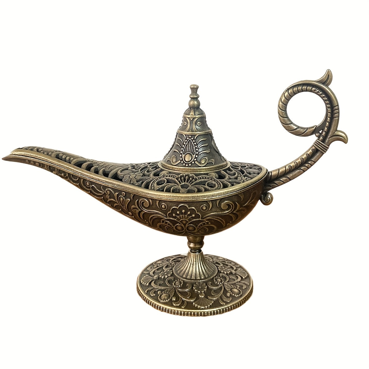 Aladdin'S Magic Lamp Incense Burner, Antique Metal Aromatherapy Holder, for Frankincense & Tibetan Incense, with Air Purification, for Festive Home Fragrance, Christmas, Halloween, Easter, St. Patrick'S Day