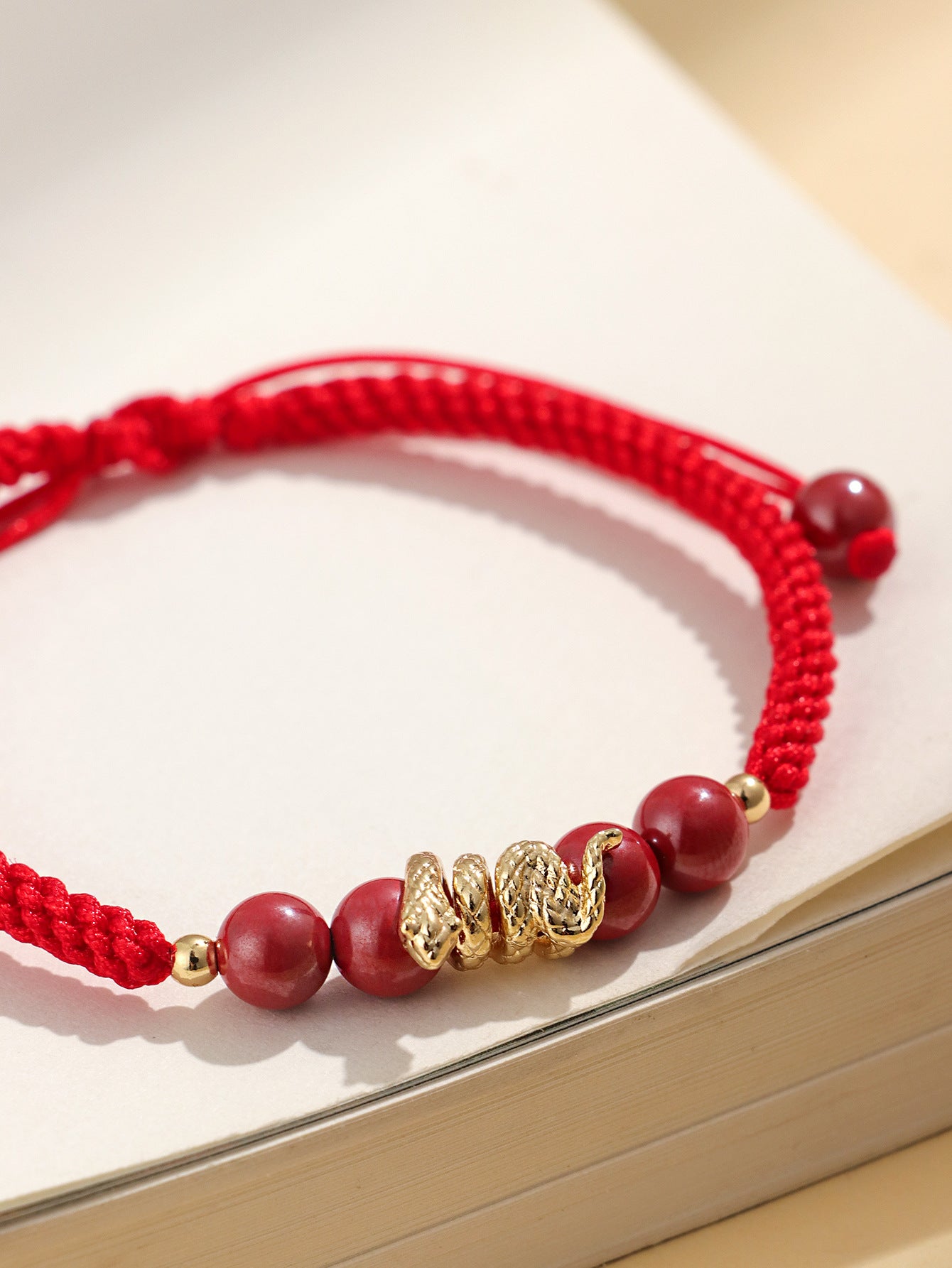 2025 new year Year of Snake Birth Year Hand Woven Hand Rope Safe and Smooth Blessing Snake Couple Bracelet Woven Red Rope Purple Gold Sand Braid Rope