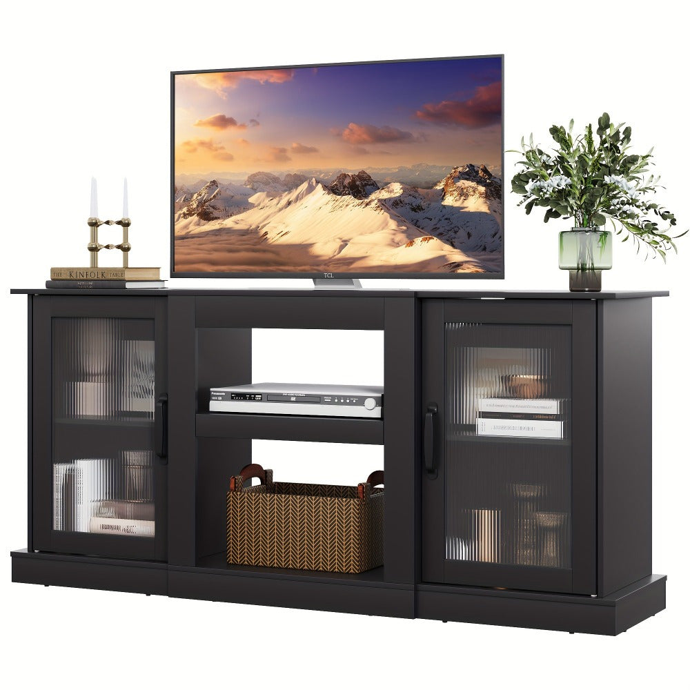 Retro Stable TV Stand for 65 inch TV, Cabin TV Console Cabinet with Storage, Open Storage Rack Entertainment Center for Living Room and Backyard