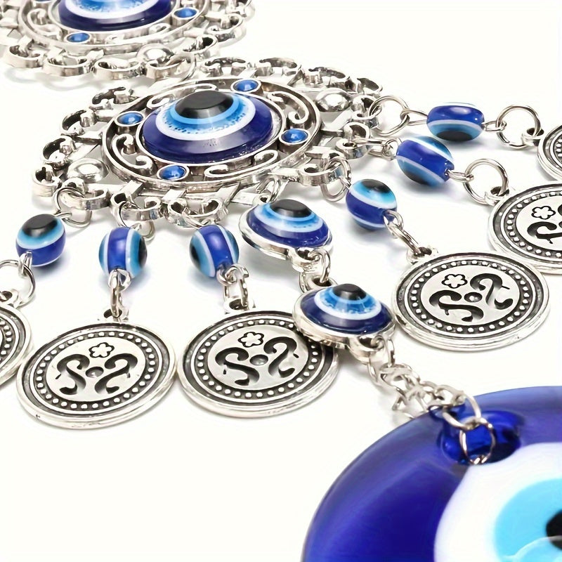 Blue Evil Eye Charm: 23cm/9.06in, 5cm/1.97in, No Feather, Plastic Material, No Power Required, Home Decor