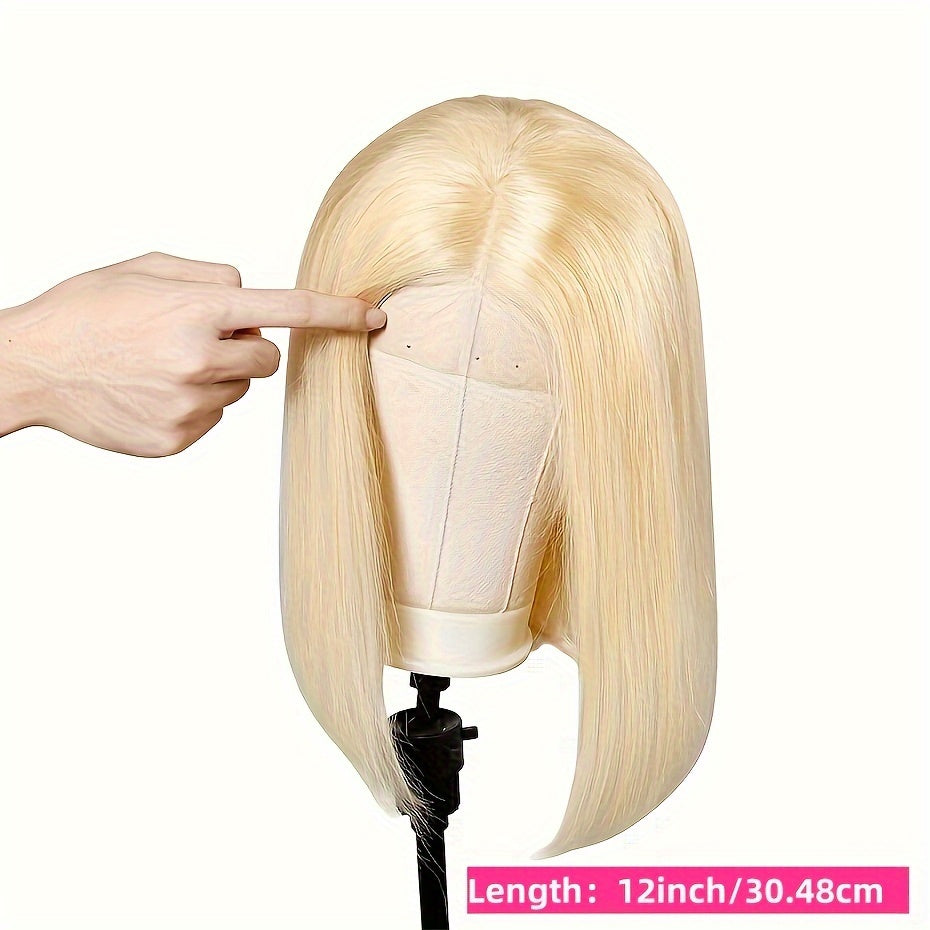 613 Blonde Bob Wig Human Hair 13x4 Blonde Lace Front Wigs Human Hair Pre Plucked Transparent Lace 180% Density 613 Frontal Wig Brazilian Straight Short Bob Wigs