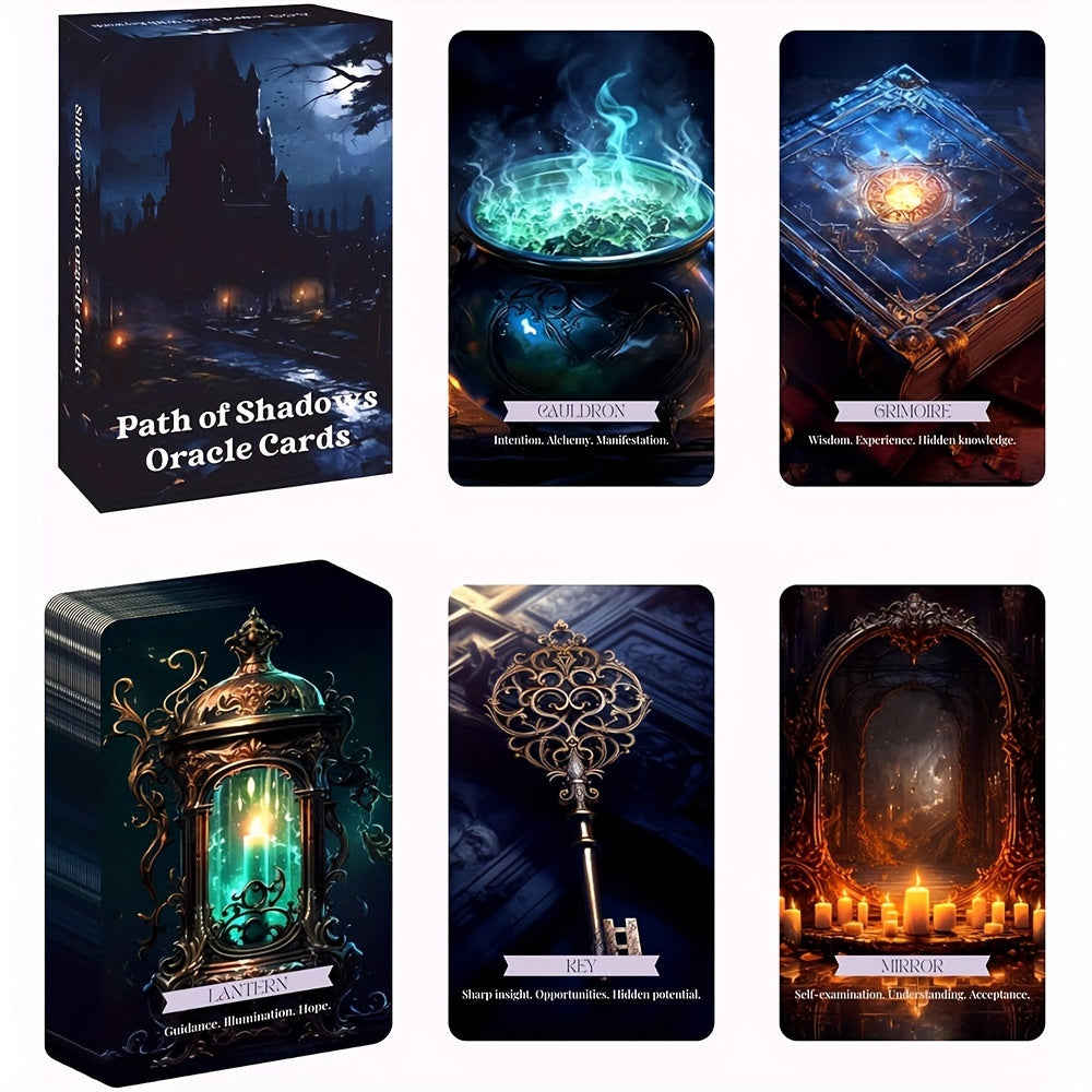 Path of Shadows Oracle Cards, Shadow Path Oracle Deck, Messages Tarot Deck, Taro for Beginners, Guiding You Through The Hidden Corners of Your Psyche, 4.72X2.76inch Cards, 55-Cards