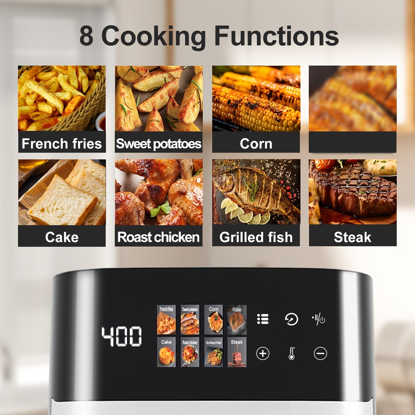 5-quart Large Capacity Air Fryer With 8 One-Touch Preset Functions, 6-in-1 Multi-Function Air Fryer With Smart Cook Program, Stainless Steel Rack Basket, Viewing Window, Interior Light