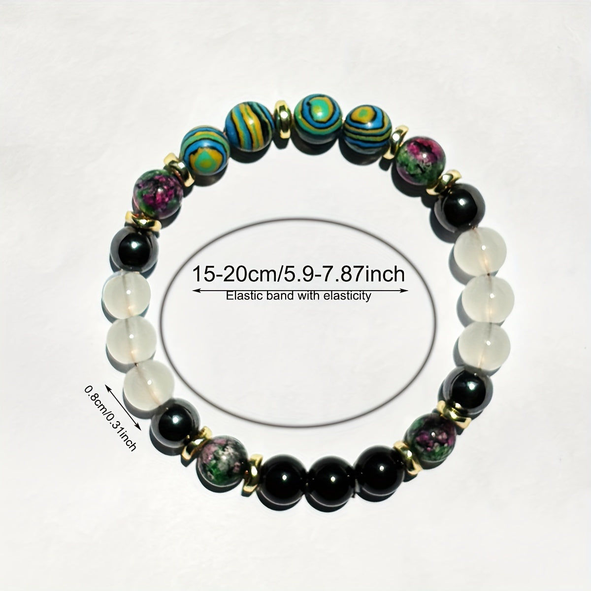 [Popular Choice] 1pc Handcrafted Boho Chakra Bracelet with Multicolored Malachite & Epidote Granite Beads - Energy Cleansing & Protection Jewelry for Men and Women, Ideal for Daily Wear