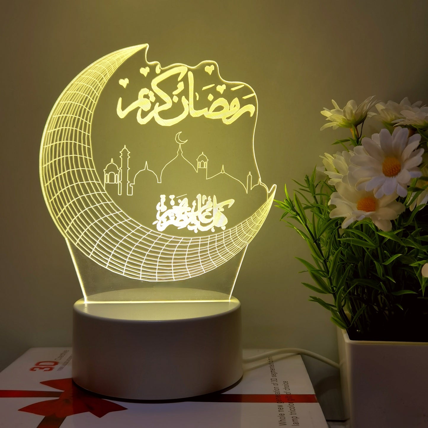 3D Moon & Star Palace USB Powered LED Table Lamp - Enchanting Night Light for Cozy Home Ambiance, Romantic Nights, Valentine's Day, Mother's Day, Birthdays & More