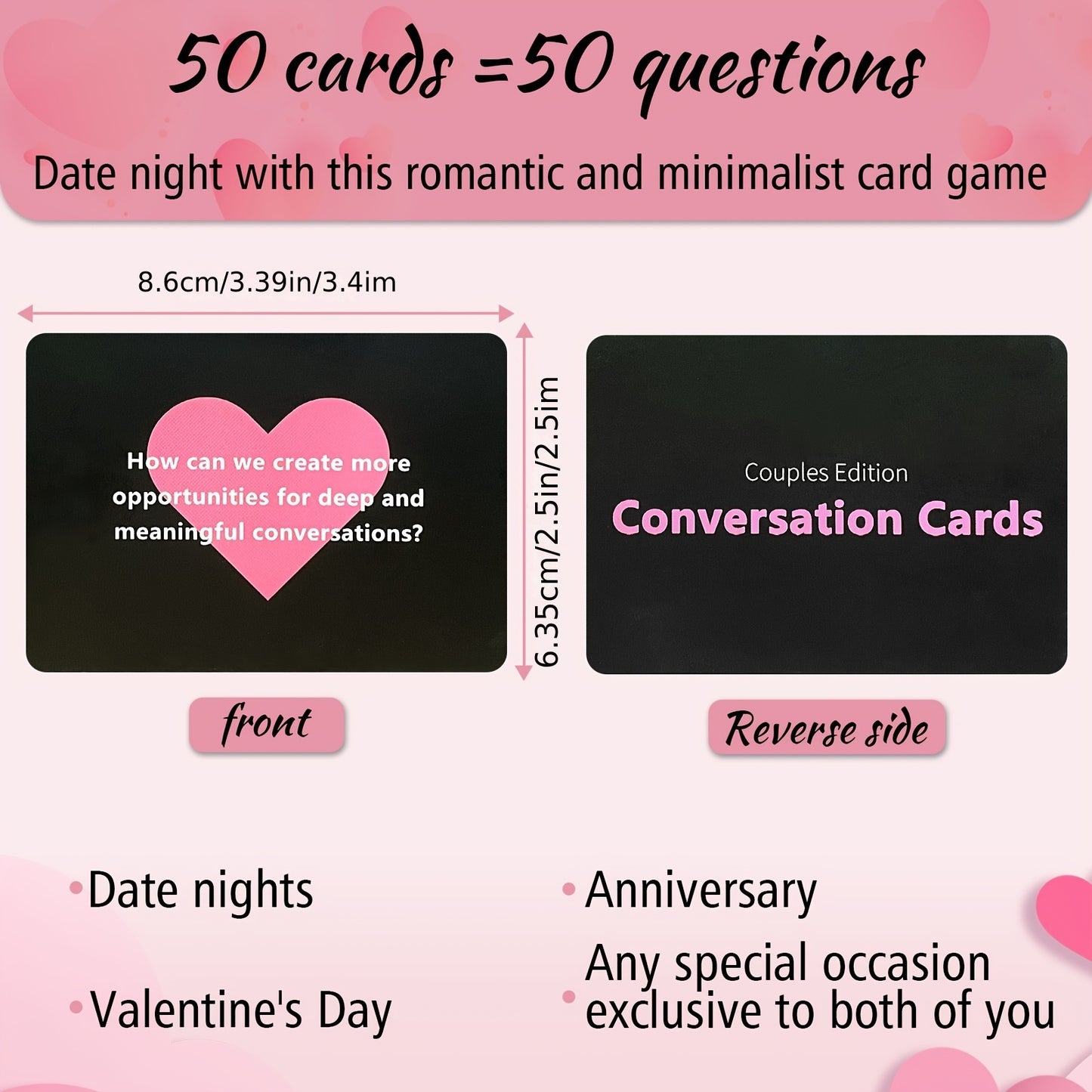 50 Conversation Cards: Enhance Intimacy and Communication with Your Partner - Perfect for Date Nights, Valentine's Day, Anniversaries, and More Special Occasions