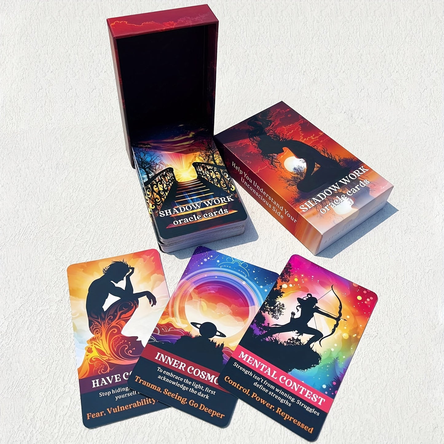 Silhouette Shadow Oracle Deck - 56-Card Divination Set For Beginners, Perfect For Party Fortune Telling & Relationship Guidance, Ages 14+