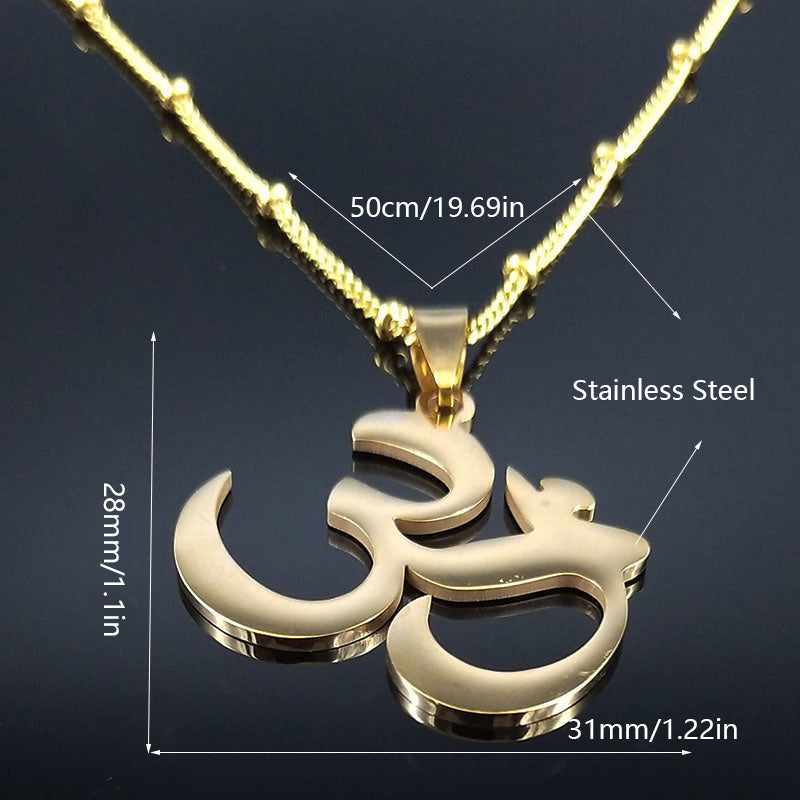 1pc Stainless Steel Ohm Pendant Necklace, Simple Tribal Style, Religious Symbol Jewelry for Daily Wear, All-Season Accessory