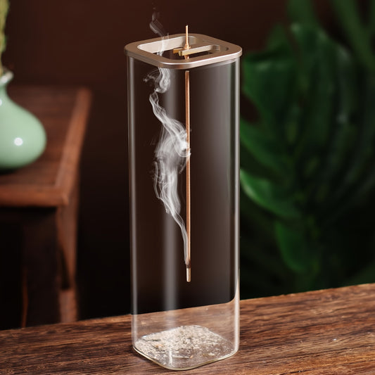 Glass Incense Holder with Metal Base: Perfect for Meditation, Yoga, Spa Rooms, and Home Decor - Suitable for 0.39-0.118 Inch Incense Sticks