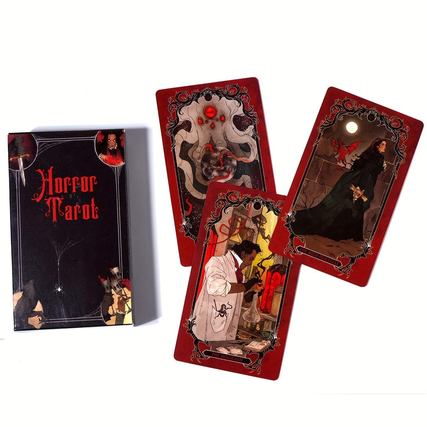 Spooky Horror Tarot Deck - Vampires, Werewolves & More | 78-Card Set with PDF Guidebook for Daily Guidance