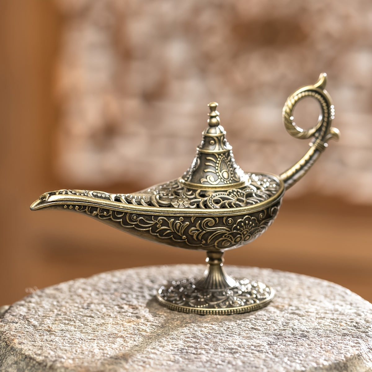 Aladdin'S Magic Lamp Incense Burner, Antique Metal Aromatherapy Holder, for Frankincense & Tibetan Incense, with Air Purification, for Festive Home Fragrance, Christmas, Halloween, Easter, St. Patrick'S Day