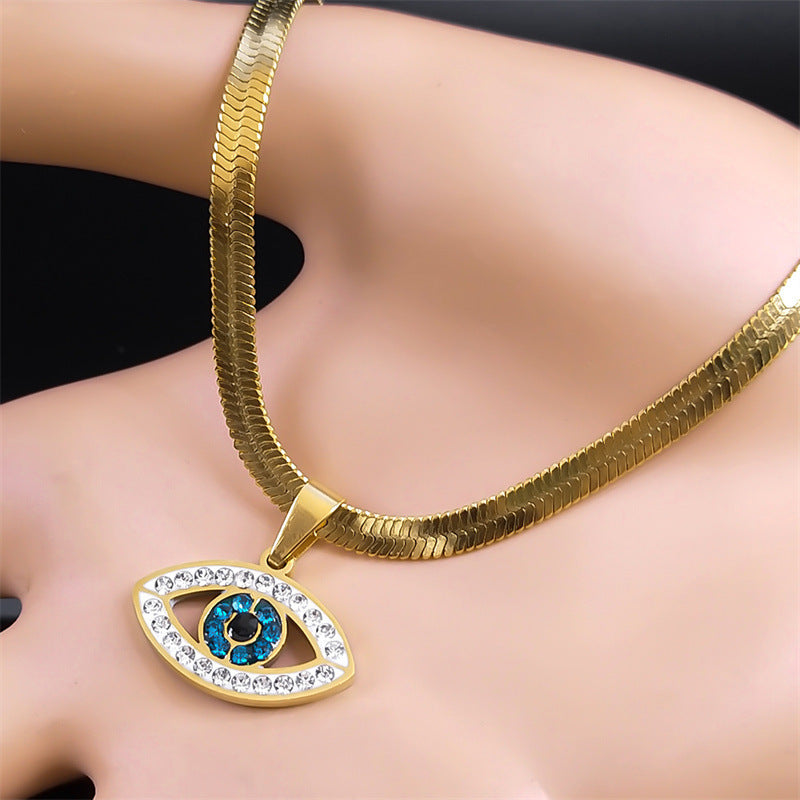 Fashion Islamic Eevil'S Eye Pendant Necklace Stainless Steel Men'S and Women'S Lucky Jewelry Amulet Türkiye Eye Necklace