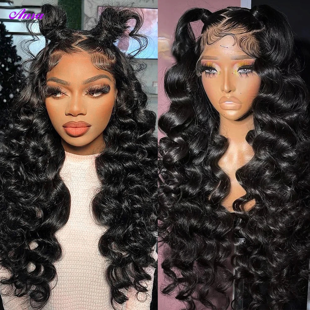 Ready to Wear 28 30 Inch Glueless Loose Deep Wave Lace Frontal Wig 5*5 Pre Plucked Lace Front Human Hair Wigs For Women