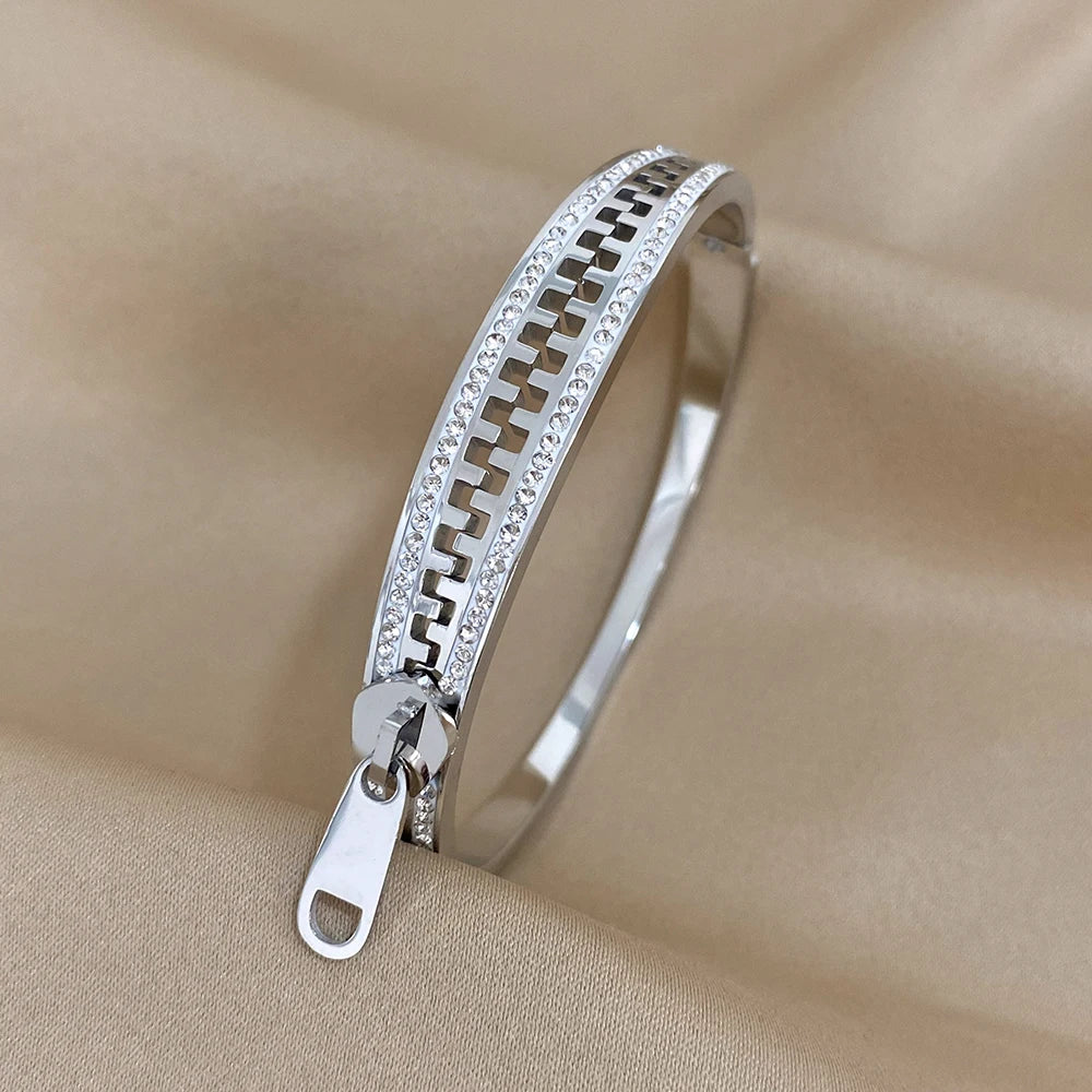 Original Zipper Bracelet Charm Bangle Stainless Steel Zip Hand Bracelets Gold Plated Luxury Jewelry for Women Designer