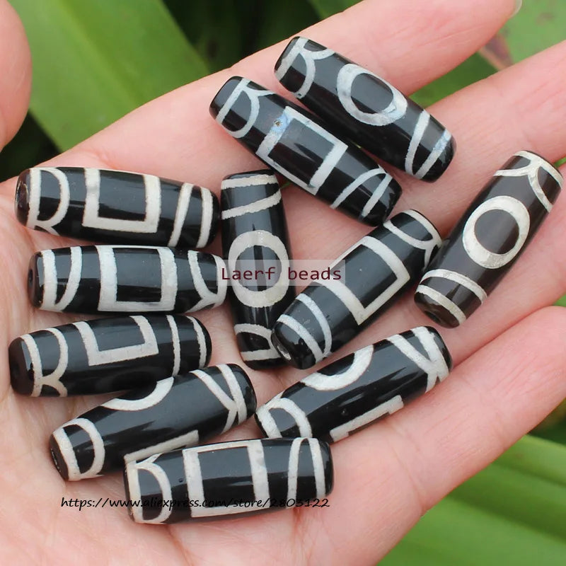 Good Qulity! Around 28-30mm Many patterns Black Tibet Dzi Agat,Lucky Symbol,Powerful Amulet,For DIY Jewelry Making !