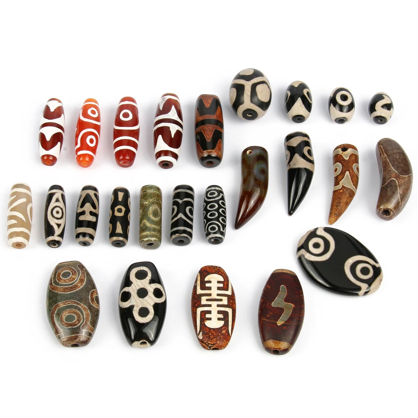 Vintage Natural Stone Tibetan Dzi Eyes Agates Beads Oval Round Antique Agates Beads Buddhist Drum Beads For DIY Jewelry Making