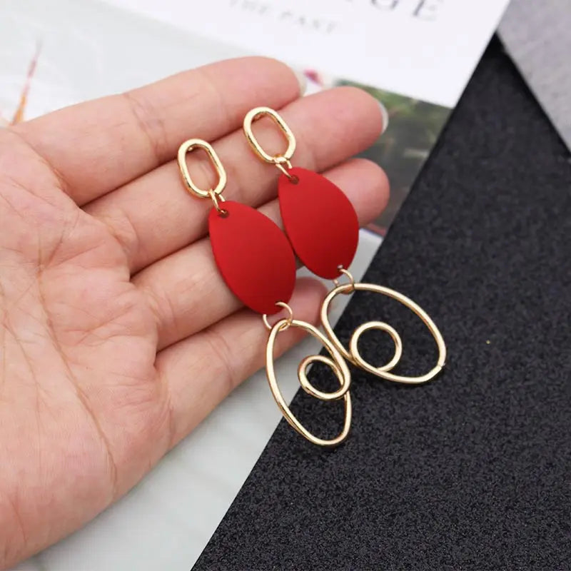 2019 Retro Vintage Statement Earrings White Geometric Long Dangle Earrings for Women Wedding Party Christmas Gift Wholesale