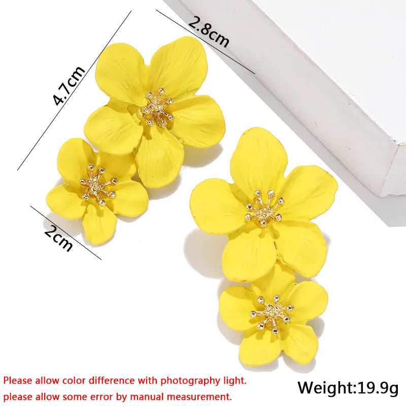 Yellow Color Hanging Earrings for Women Flower Dangle Earrings Korean Fashion Women's Earrings Party Gift pendientes mujer