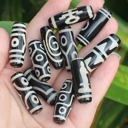 Good Qulity! Around 28-30mm Many patterns Black Tibet Dzi Agat,Lucky Symbol,Powerful Amulet,For DIY Jewelry Making !