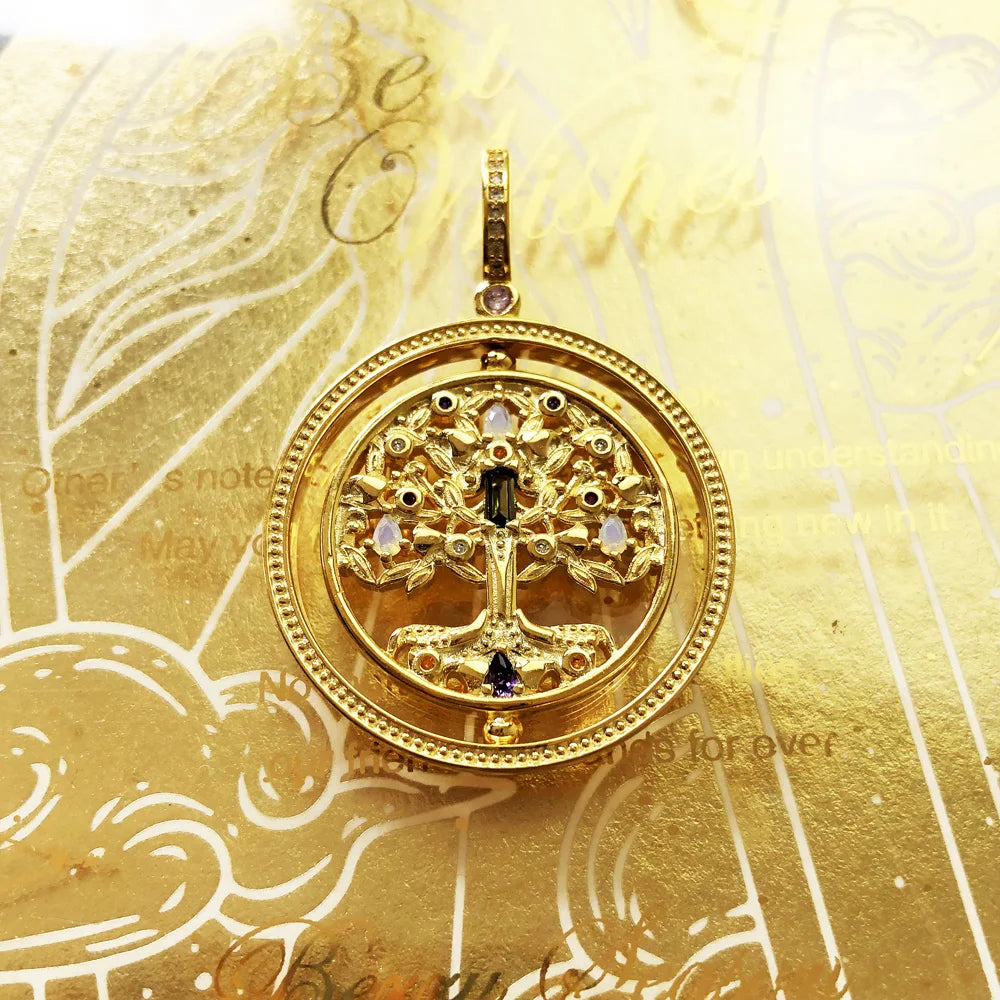 Golden Colourful Tree Pendant Brand Fine Jewelry Europe 925 Sterling Silver Love And Nature Gift For Woman