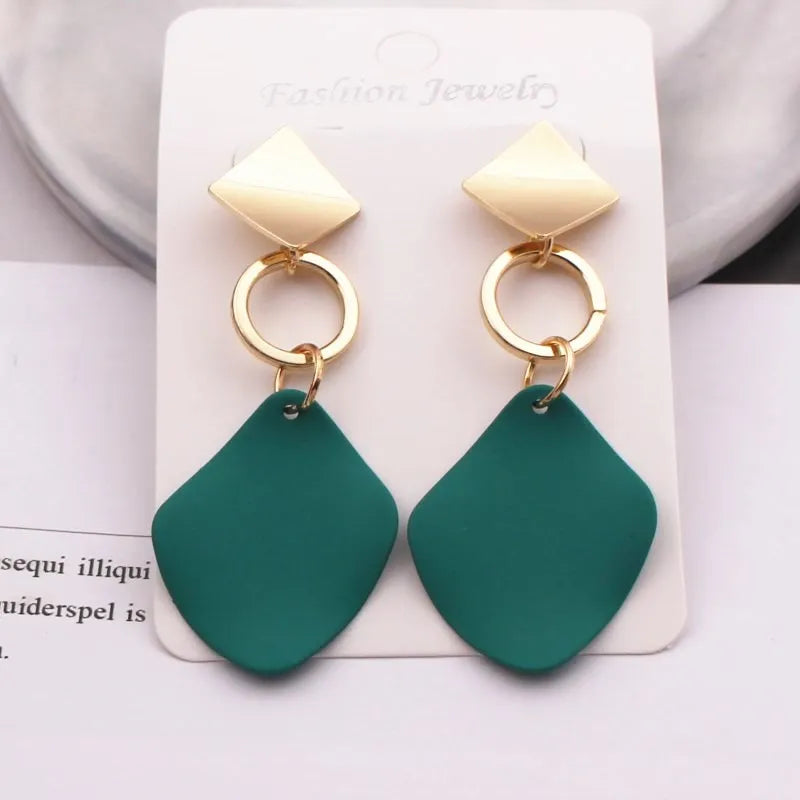 New Fashion Round Waterdrop Pendant Earrings for Women Geometric Metal Square Dangle Ear Jewelry oorbellen