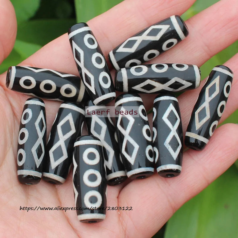 Good Qulity! Around 28-30mm Many patterns Black Tibet Dzi Agat,Lucky Symbol,Powerful Amulet,For DIY Jewelry Making !