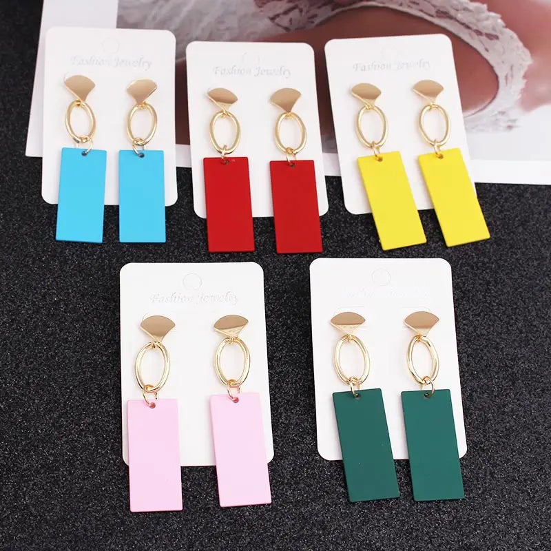 2019 Retro Vintage Statement Earrings White Geometric Long Dangle Earrings for Women Wedding Party Christmas Gift Wholesale