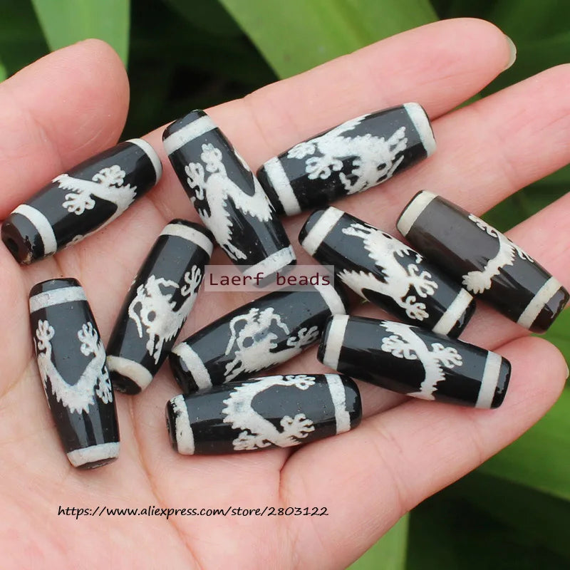 Good Qulity! Around 28-30mm Many patterns Black Tibet Dzi Agat,Lucky Symbol,Powerful Amulet,For DIY Jewelry Making !