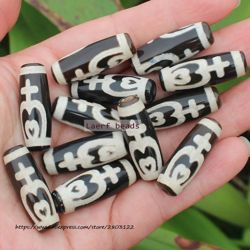 Good Qulity! Around 28-30mm Many patterns Black Tibet Dzi Agat,Lucky Symbol,Powerful Amulet,For DIY Jewelry Making !