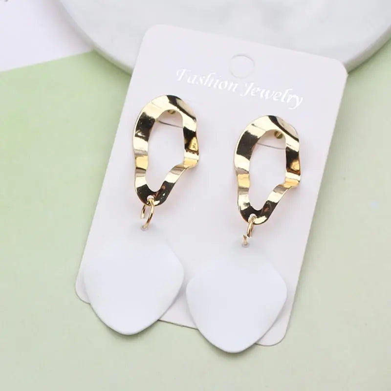 2019 Retro Vintage Statement Earrings White Geometric Long Dangle Earrings for Women Wedding Party Christmas Gift Wholesale