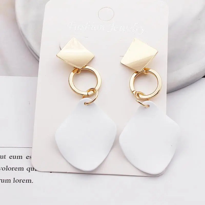 2019 Retro Vintage Statement Earrings White Geometric Long Dangle Earrings for Women Wedding Party Christmas Gift Wholesale