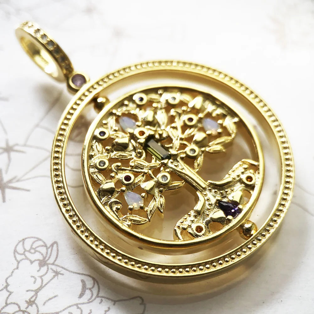 Golden Colourful Tree Pendant Brand Fine Jewelry Europe 925 Sterling Silver Love And Nature Gift For Woman