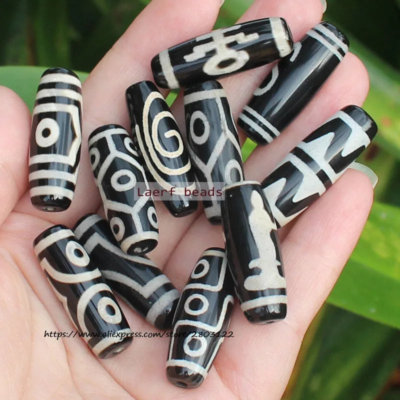 Good Qulity! Around 28-30mm Many patterns Black Tibet Dzi Agat,Lucky Symbol,Powerful Amulet,For DIY Jewelry Making !