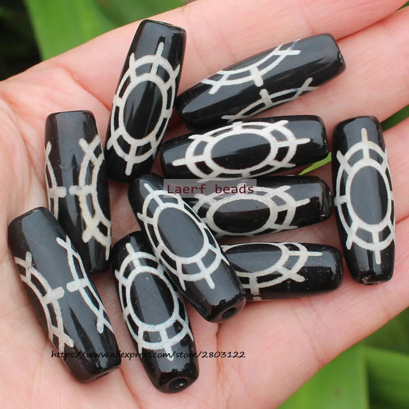 Good Qulity! Around 28-30mm Many patterns Black Tibet Dzi Agat,Lucky Symbol,Powerful Amulet,For DIY Jewelry Making !