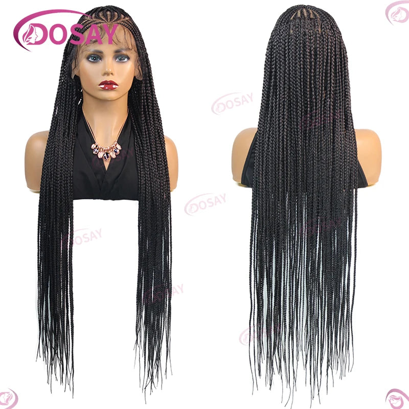 36" Cornrow Braids Hair Wig Synthetic Braided Wigs For Women Full Lace Cornrow Braid Wig Braid African Knotless Box Braided Wigs