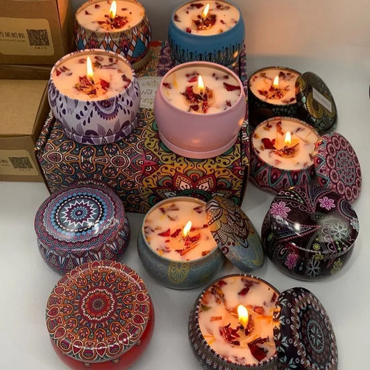 1/4PCS Vintage Scented Candles Soy Wax Candle Jars Flower Fragrance Scent Candle Wedding Ceremony Birthday Gifts Home Decoration