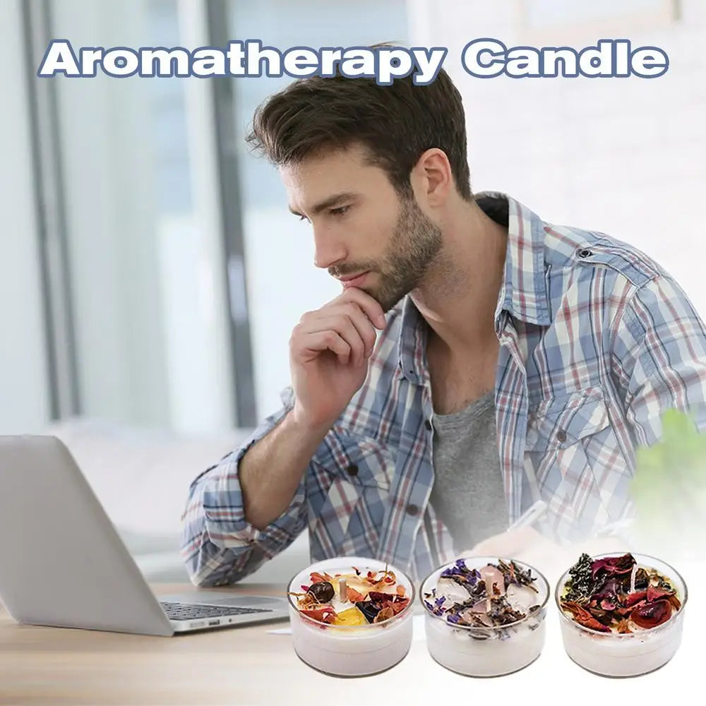 Aromatherapy Candle Set Soy Wax Natural Scented Candles Long Lasting Soy Candles Dried Flower Fragrance Relaxing Soy Candles